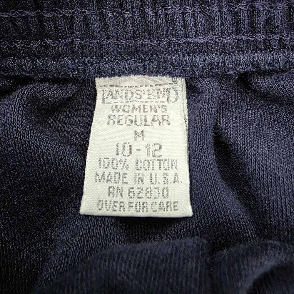 Vintage Lands End Skirt Womens Medium Blue Cotton A-Line Pockets Made in USA - Picture 2 of 12